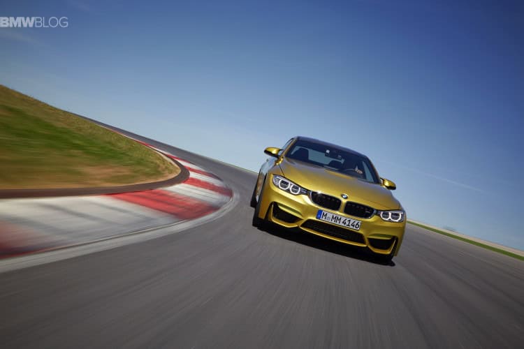 Austin Yellow F82 BMW M4 on the track