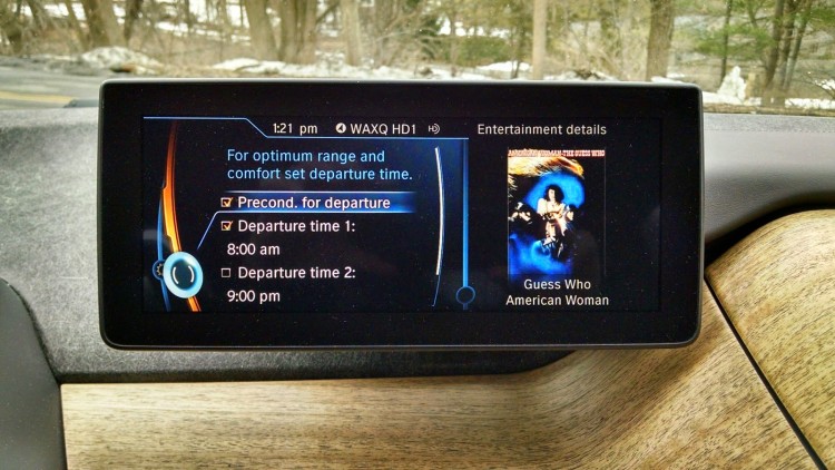  Setting the preconditioning feature from the i3's iDrive is simple, but not as intuitive as I believe it could be. You can set the time of departure for every day of the week and the i3 will be charged, preconditioned and ready, provided you're charging from a proper 240v, level 2 electric supply. 