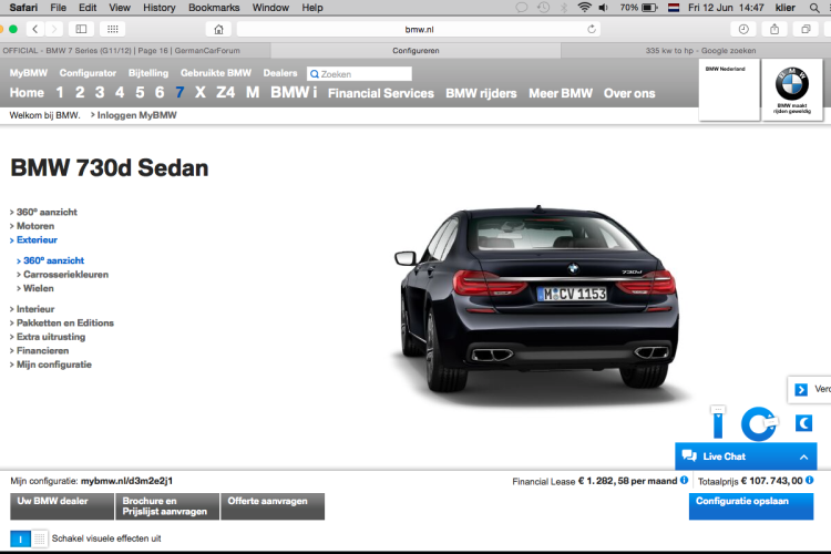 2016 BMW 760Li leaked in online configurator?