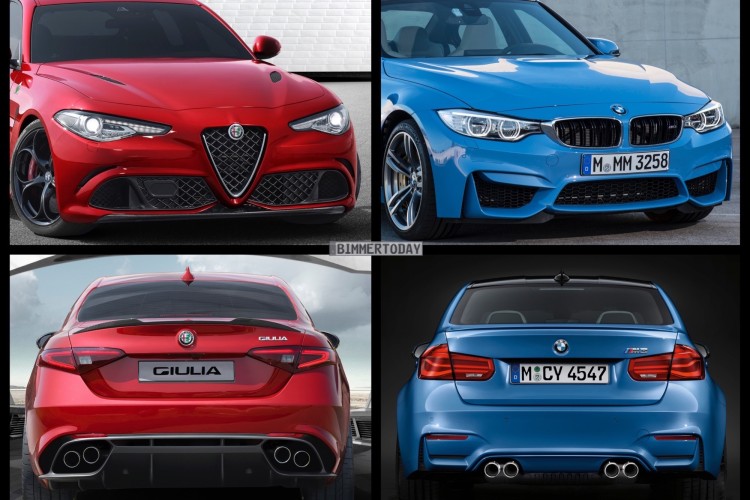 Alfa Romeo Giulia Quadrifoglio Verde vs BMW M3 – Photo Comparison