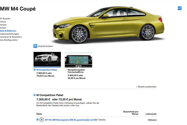 You can now configure the BMW M3 and M4 with the Competition Package