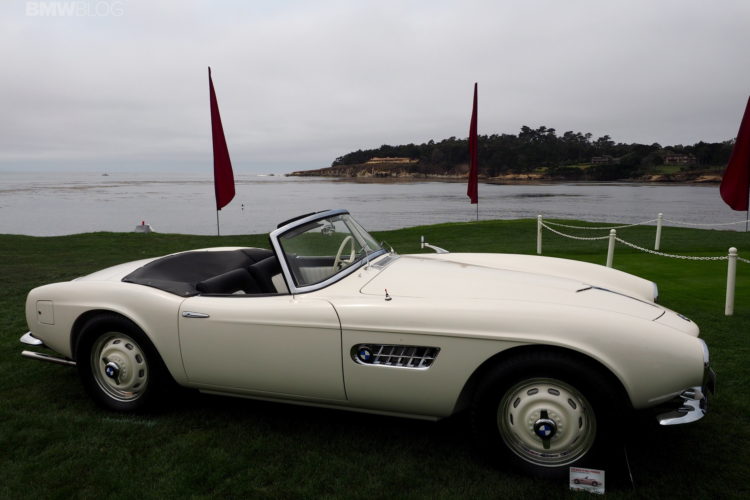 Elvis’ BMW 507 displayed on lawn in Pebble Beach