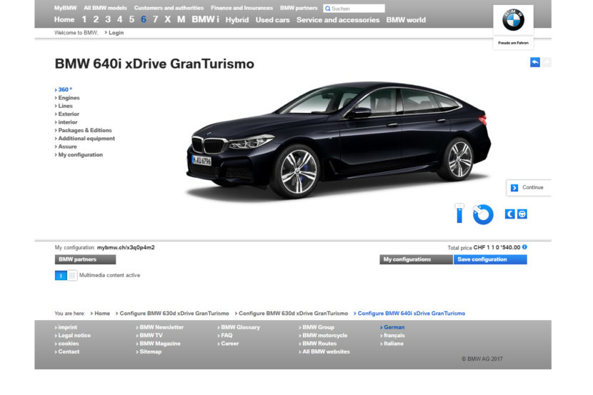 BMW 6 Series Gran Turismo online Configurator now live