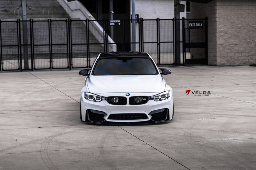 Alpine White BMW M3 With Candy Blue Velos Designwerks Wheels