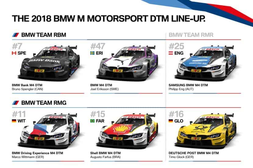 All Six BMW M4 DTM Liveries Revealed Before 2018 Season Kick Off