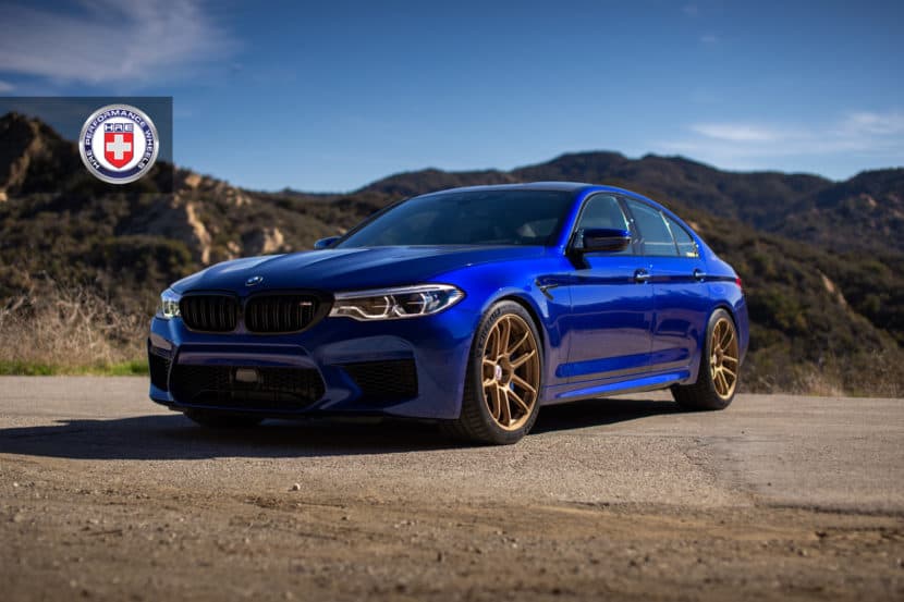 San Marino Blue BMW M5 with HRE RC104 Wheels in Satin Gold
