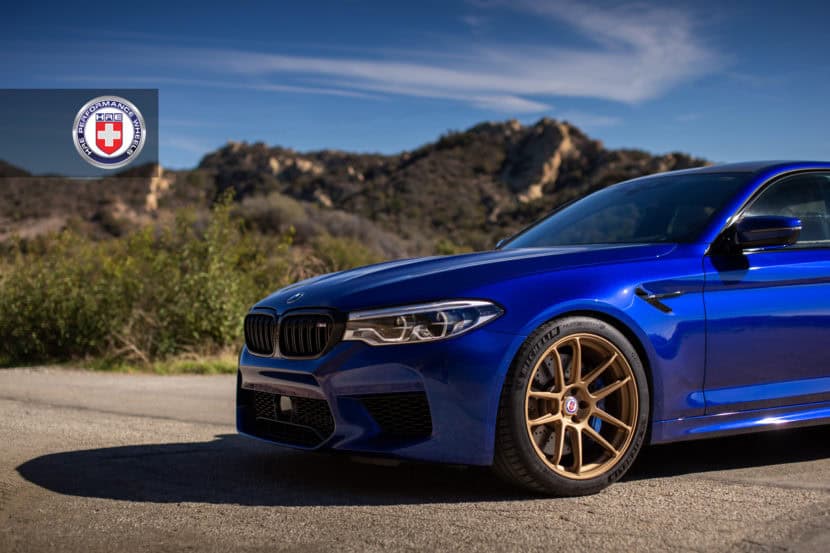 Estoril Blue BMW M5 with HRE RC104 Wheels in Satin Gold