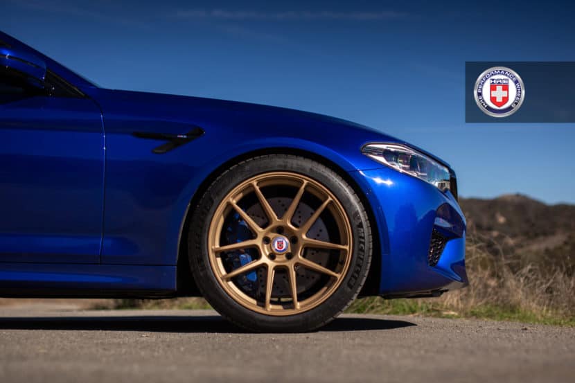 Estoril Blue BMW M5 with HRE RC104 Wheels in Satin Gold