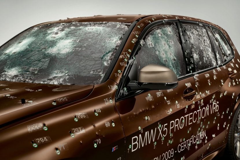 This is what the BMW X5 Protection VR6 looks like after being shot at