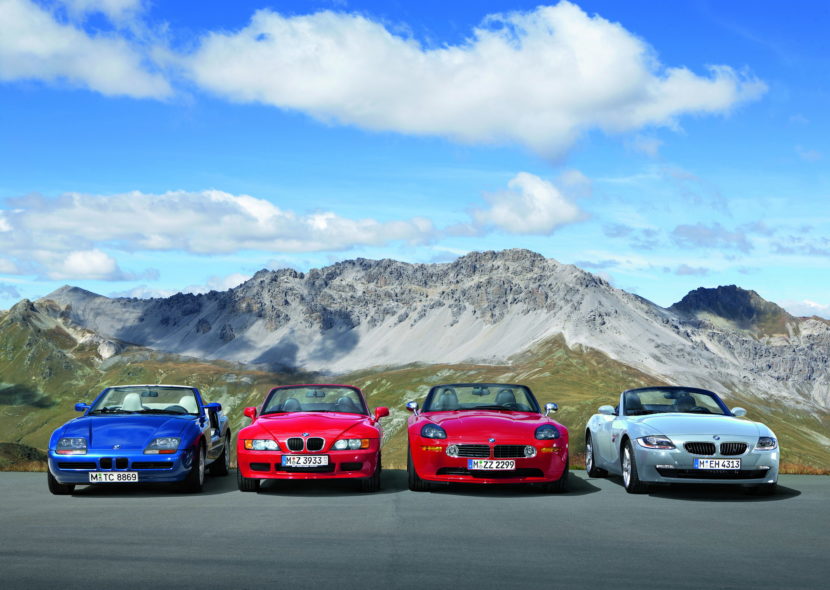 BMW Z1 next to Z3, Z4 and Z8