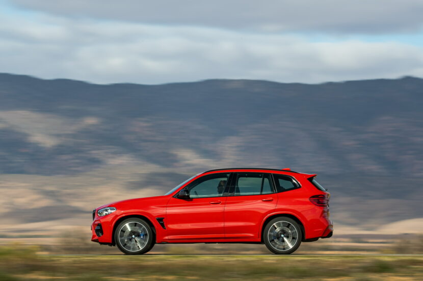 BMW X3 M Competition AU-spec model in motion on a forest road