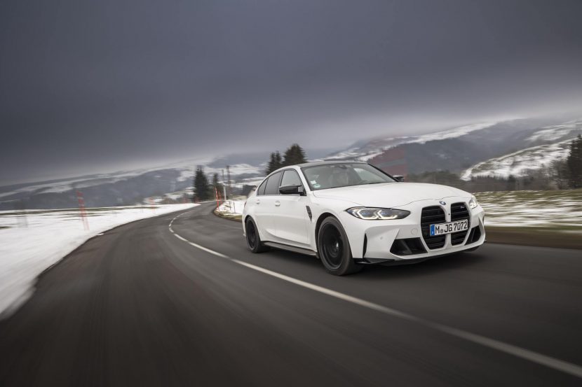 bmw_m3_g80_alpine_white_12 G80 BMW M3 Alpine White front grille view