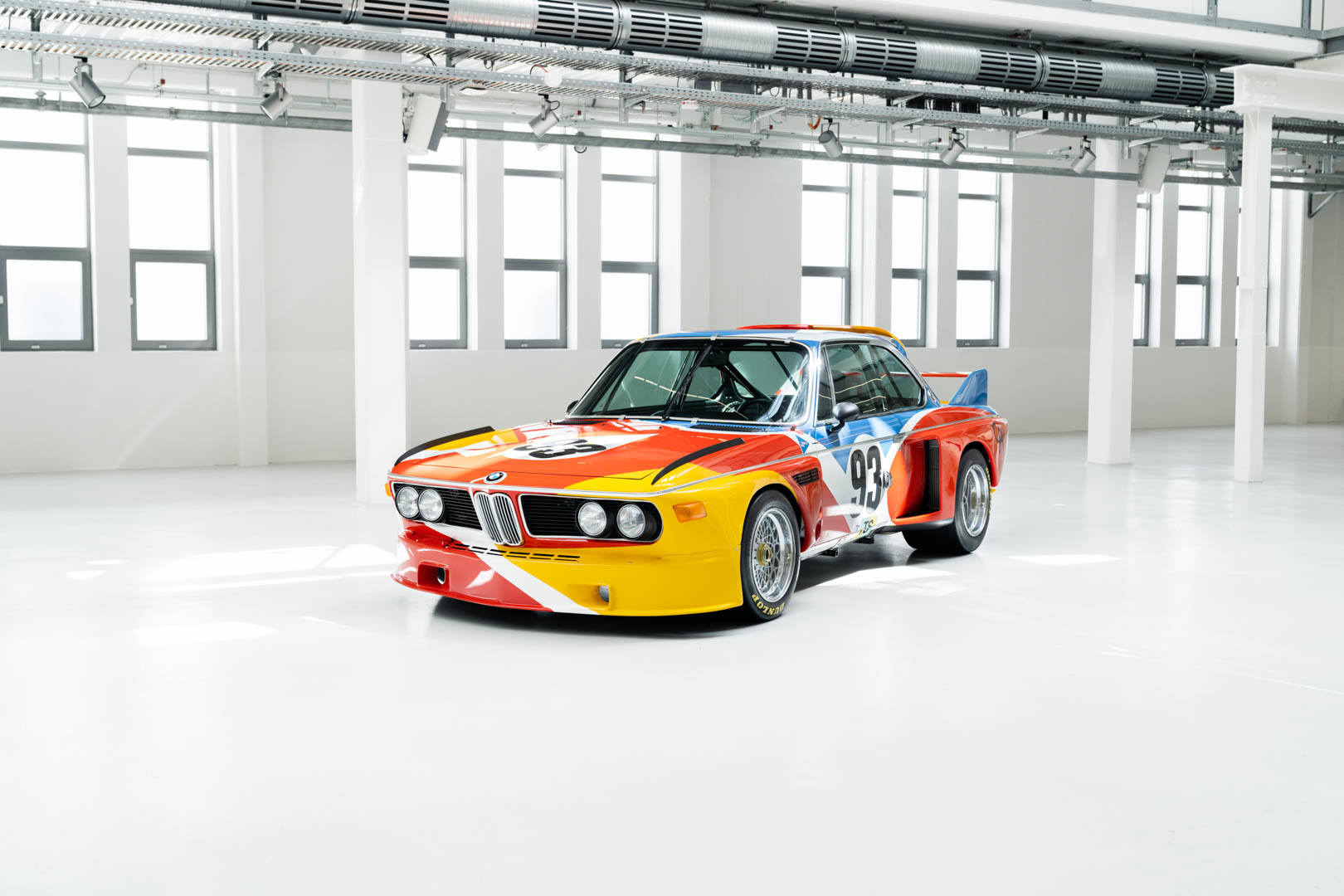 Alexander Calder BMW 3.0 CSL — the first BMW Art Car front three quarter view