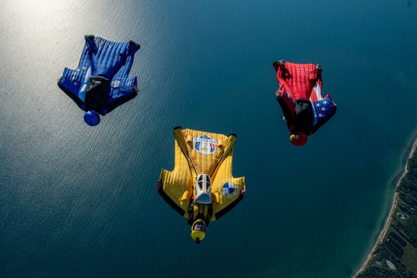 BMW prepared an air stunt for the US Ryder Cup opening