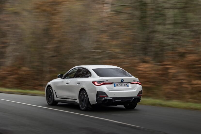 2024 BMW i4 accelerating on the street