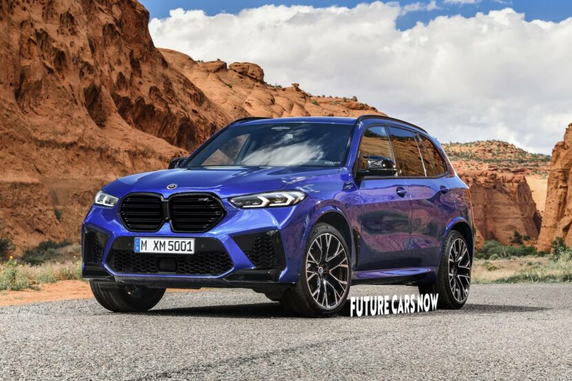2023 BMW X5 M Facelift shows a new front fascia in rendering
