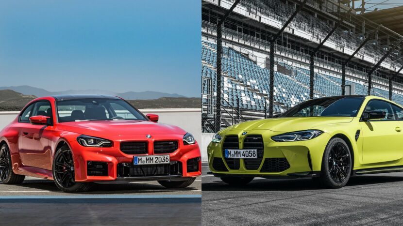 BMW M2 Coupe side by side with M4 Coupe