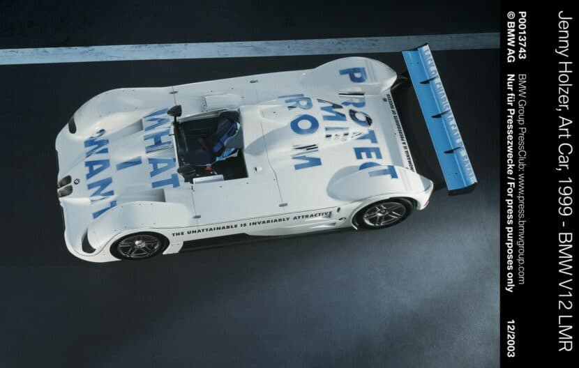 Jenny Holzer Art Car based on the BMW V12 LMR top view