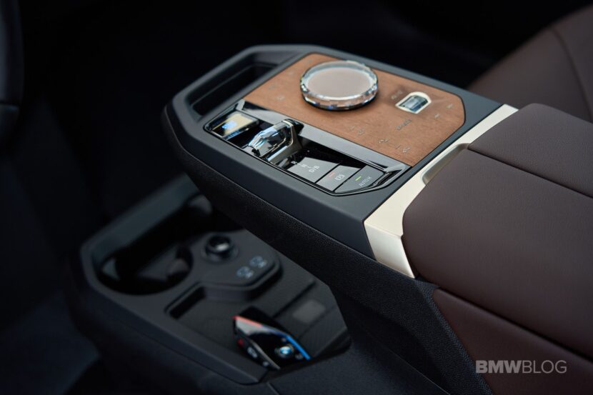 2025 BMW iX interior wood and glass controls