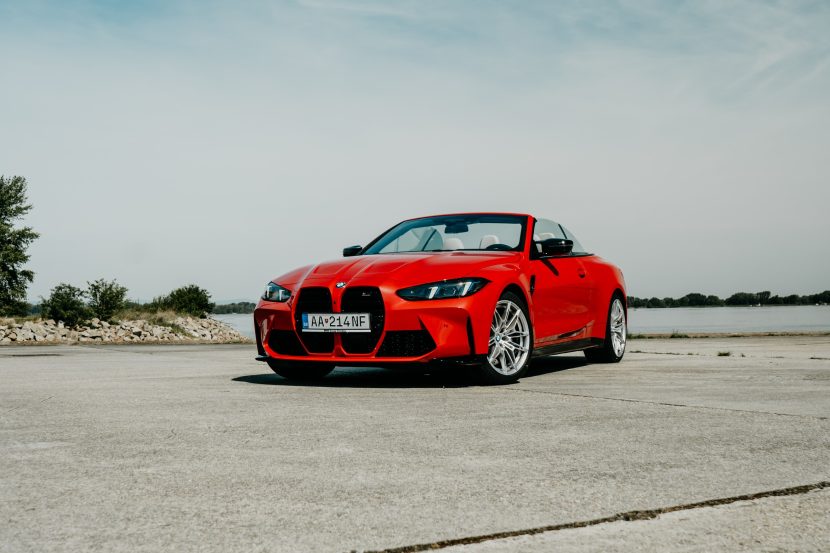 The new BMW M4 Convertible facelift three quarter view