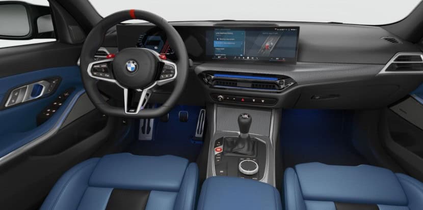2025 BMW M3 interior - fjord blue/aluminum rhombicle