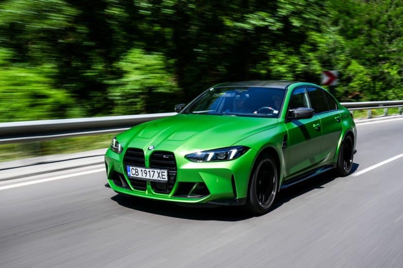 2025 BMW M3 in Tampa Bay Green front three-quarter view