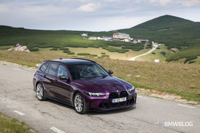 2025 BMW M3 TOURING TWILIGHT PURPLE on Transalpina Road