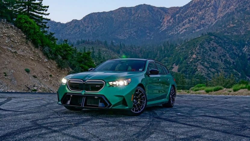 2025 BMW M5 Touring on canyon road during review drive
