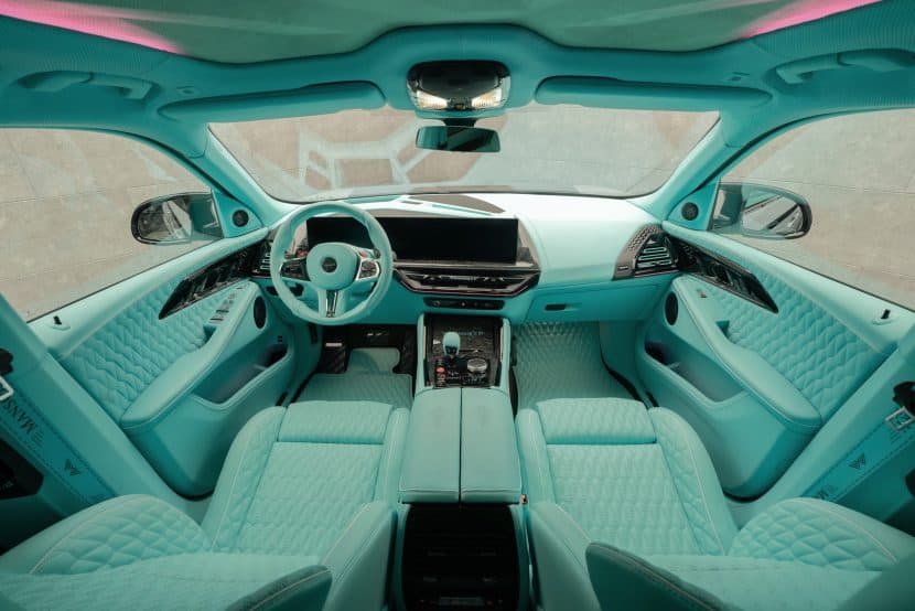 Mansory BMW XM with a turquoise leather color 