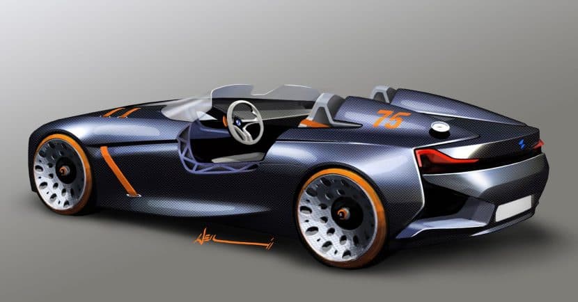 BMW 328 HOMMAGE DESIGN SKETCHES showing the roadster silhouette 