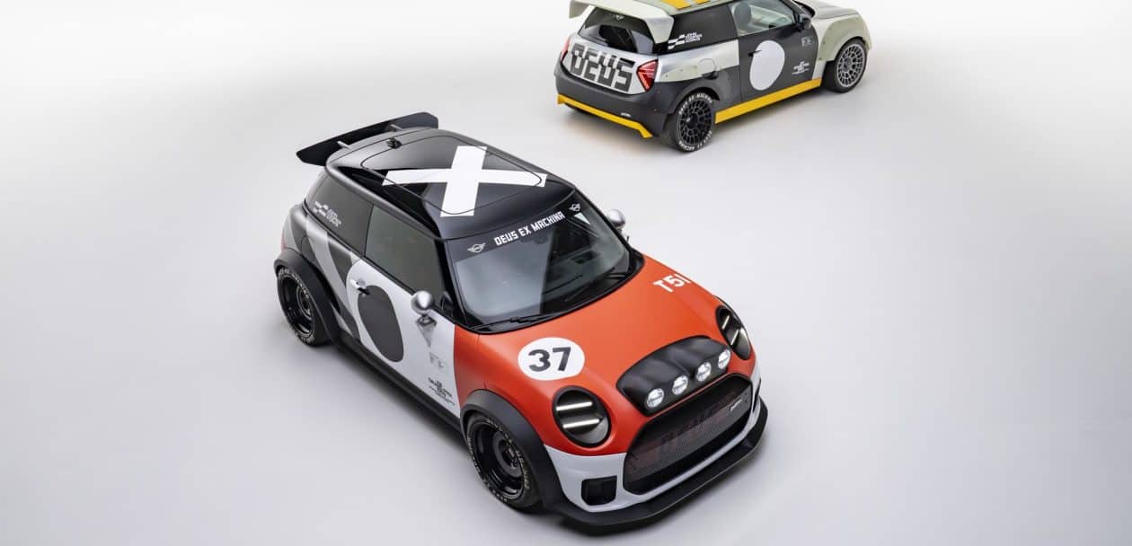 MINI DEUS ex MACHINA with an X on the roof