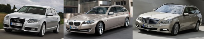 BMW-5er-Touring-F11-Audi-A6-Avant-Mercedes-E-Klasse-T-Modell-Front-schraeg