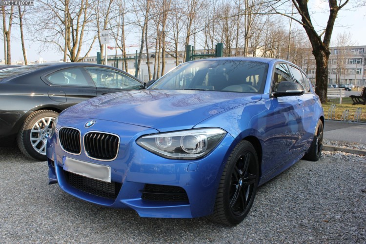 BMW M135i undisguised in Estoril Blue