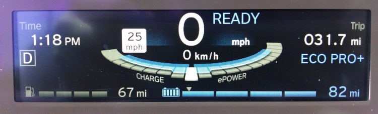 When you are in "Glide Mode" the white bar is in the position it is shown here. As you use power the bar moves to the right (ePower) and if you are recuperating energy with regenerative braking, the bar moves to the left (Charge) of center.